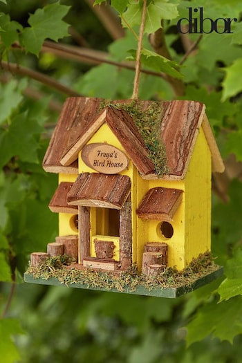 Bright Yellow Wooden Bird House by Dibor (E80059) | £28