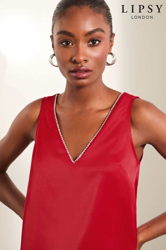 Buy Women s Red Sleeveless Tops Online Next UK
