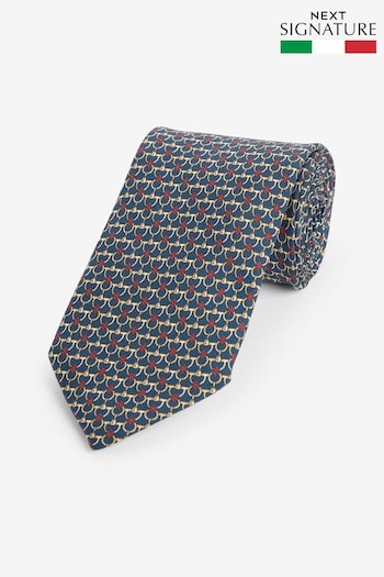 Navy Blue/Yellow Link Signature Made In Italy Design Tie (E80455) | £30