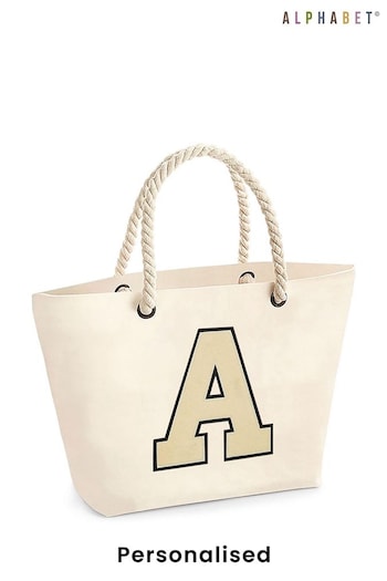 Personalised Large Letter Monogrammed Beach Bag by Alphabet (E80530) | £21