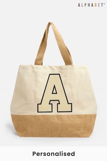 Personalised Large Letter Monogrammed Beach Bag by Alphabet (E80577) | £20