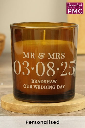 Pesonalised Special Date Amber Glass Candle by PMC (E80791) | £14