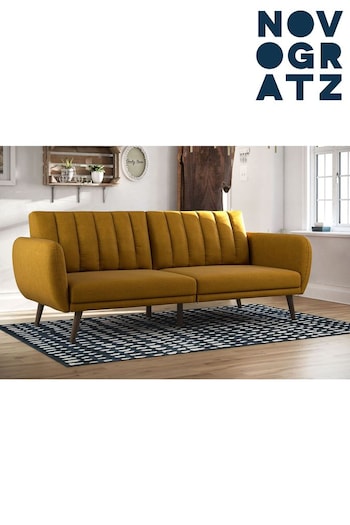 Novogratz Yellow Brittany Linen Sofa Bed (E80874) | £600