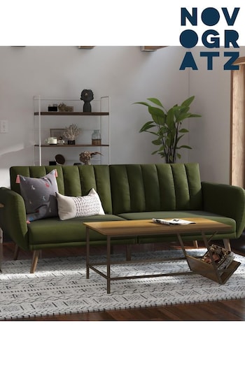 Novogratz Green Brittany Linen Sofa Bed (E80887) | £600