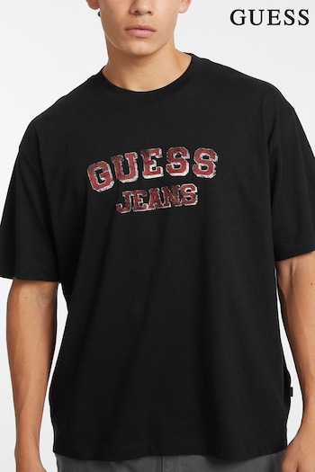 Guess Jeans Navy Varsity Logo 100% Cotton T-Shirt (E81177) | £29