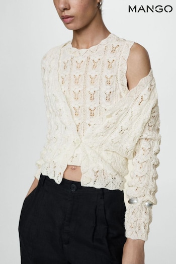 Mango Cream Crochet Knit Cardigan (E81203) | £36