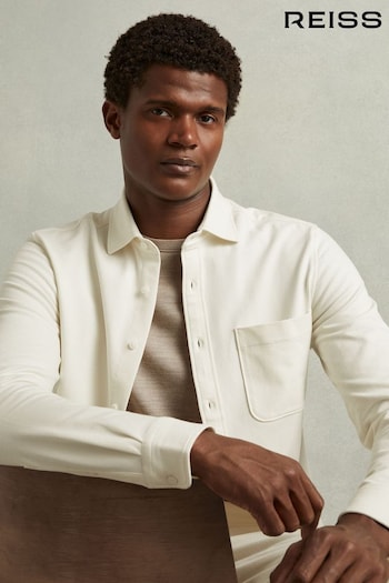 Reiss Off White Kappo Cotton Blend Twill Overshirt (E81708) | £110