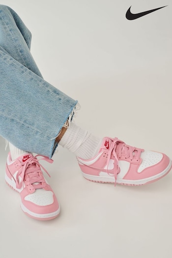 Nike White/Pale Pink Youth Dunk Low Shoes (E81948) | £70