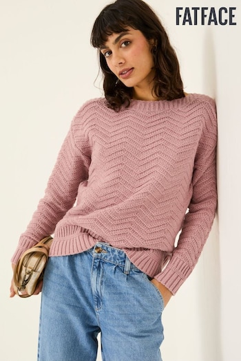 FatFace Mid Pink Jessie Textured Knitted Jumper (E82266) | £49.50