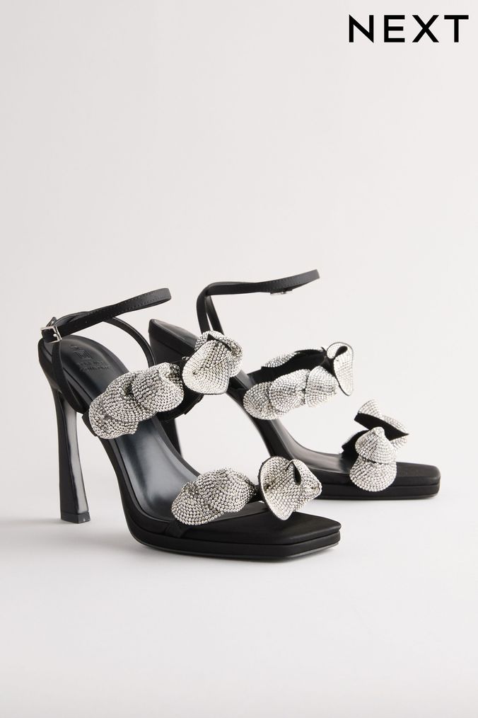 Women s Black High Heel Sandals Next Official Site