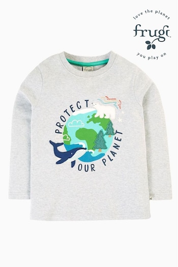 Frugi Grey Planet Applique Top (E82621) | £20 - £24