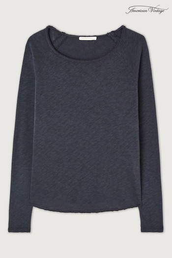 American Vintage Blue Sonoma Long Sleeved 100% Cotton T-Shirt (E82727) | £70