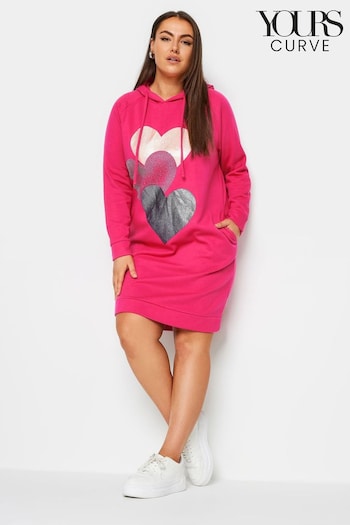 Yours Curve Pink Hoodie Dress (E83014) | £31