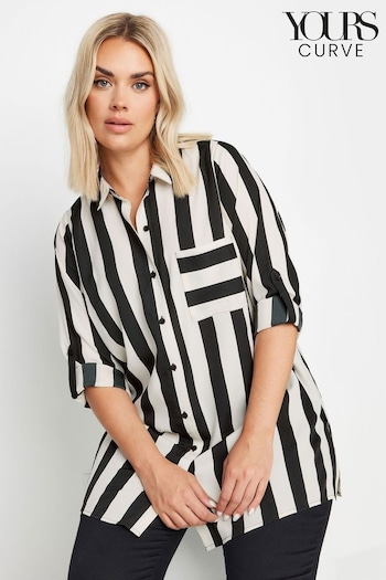 Yours Curve Black Boyfriend Stripe Shirt (E83035) | £27