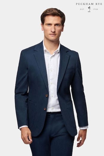 Peckham Rye Blue Single Breasted Cotton Stretch Jacket (E83084) | £175