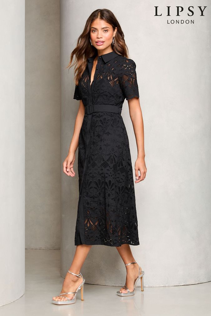 Black embroidery anglaise dress top