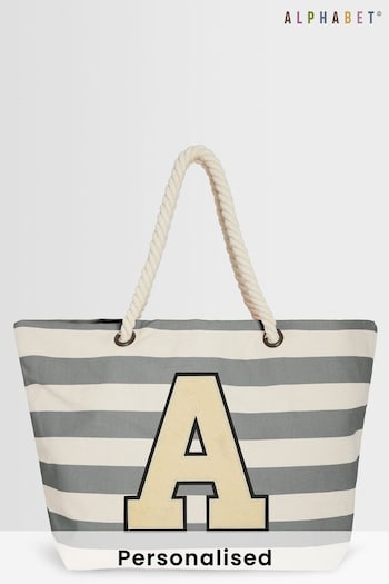 Personalised Large Letter Monogrammed Beach Bag by Alphabet (E83323) | £23