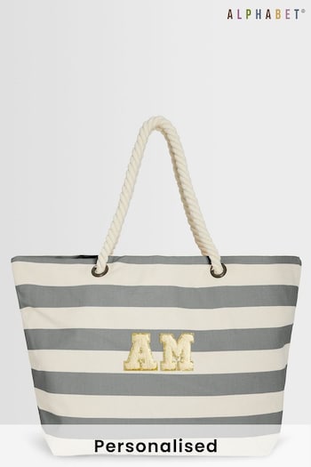 Personalised Small Letter Monogrammed Beach Bag by Alphabet (E83329) | £23