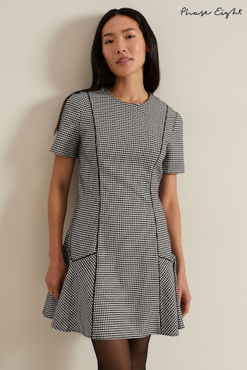 Phase Eight Black Viola Houndstooth Mini Dress (E83835) | £110