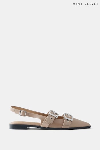 Mint Velvet Natural Leather Buckled Flat Shoes (E84006) | £109