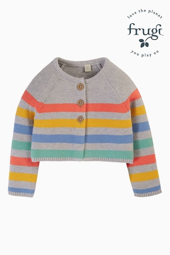 Frugi Grey Marl Striped Cardigan (E84103) | £28