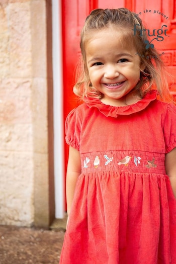 Frugi Red Embroided Party Dress (E84122) | £42 - £44