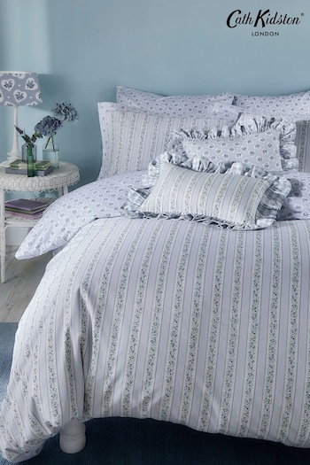 Cath Kidston Blue Ticking Stripe Duvet Cover and Pillowcase 100% Cotton Set (E84129) | £50 - £90