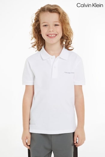 Calvin Klein White Minimalistic Logo Polo Shirt (E84153) | £50