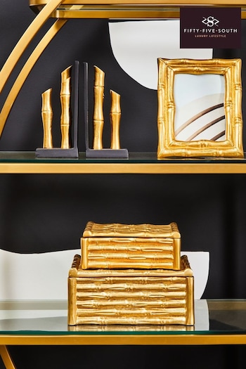 Fifty Five South Set of 2 Gold Hiba Bamboo Effect Bookends (E84177) | £95