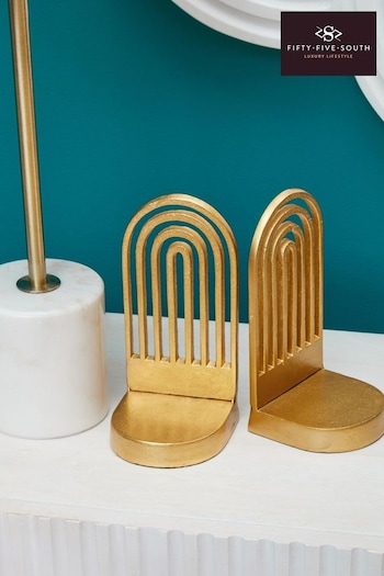 Fifty Five South Set of 2 Gold Rubi Arched Bookends (E84190) | £70