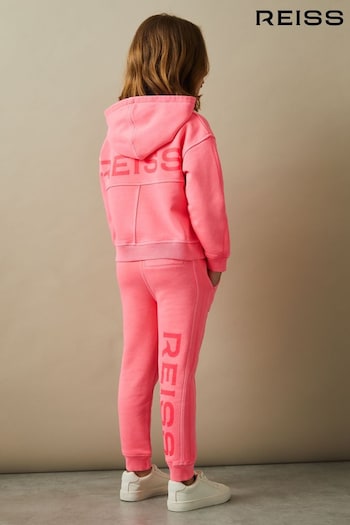 Reiss Pink Kelly Oversized Logo Cotton Blend Hoodie (E84209) | £43