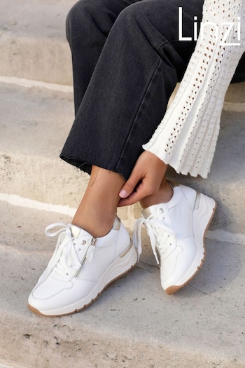 Linzi White Kyla Lace Up Trainers With Side Zip Detail (E84929) | £40