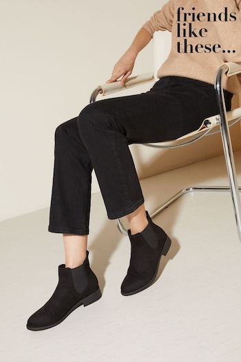 Friends Like These Black Standard Fit Flat Faux Suede Chelsea Boot (E85157) | £32