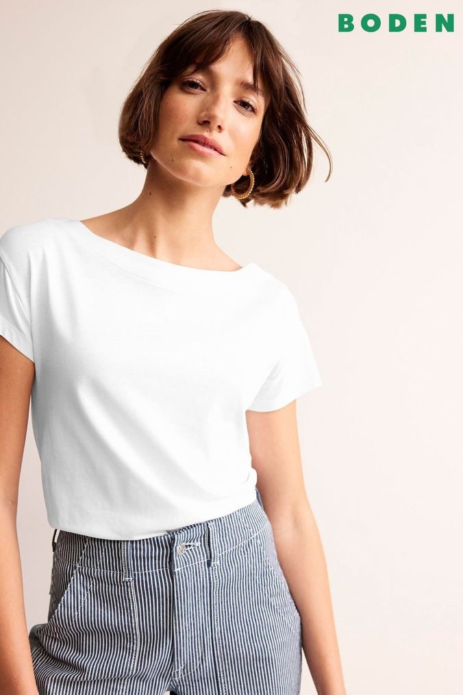 Buy Women s T Shirts White Boden Plain Tops Online Next UK