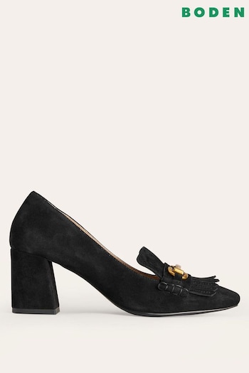 Boden Black Iris Ghillie Heeled Loafers (E85502) | £130