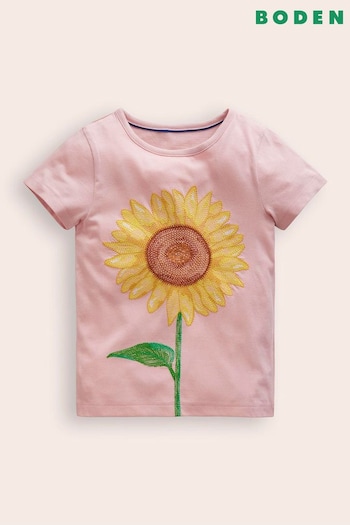 Boden Pink Superstitch Logo 100% Cotton T-Shirt (E85571) | £19 - £21