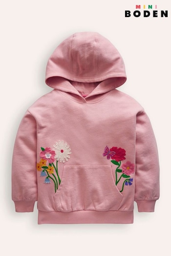 Boden Pink Superstitch 100% Cotton Hoodie (E85573) | £32 - £37