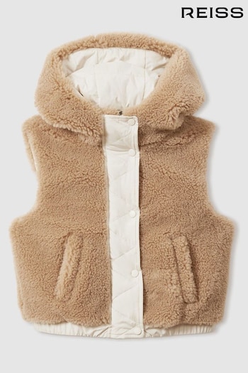 Reiss Brown Kara 13-14 yrs Reversible Quilted Borg Gilet (E85671) | £104