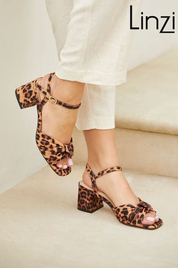 Linzi Animal Charlotte Block Heeled Sandals With Bow Front Detail (E85970) | £34