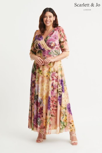 Scarlett & Jo Purple Verity Print Maxi Gown (E86037) | £95