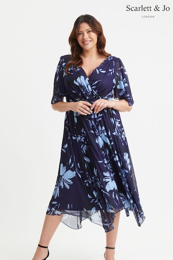 Scarlett & Jo Blue Julie Hanky Hem Dress (E86041) | £90