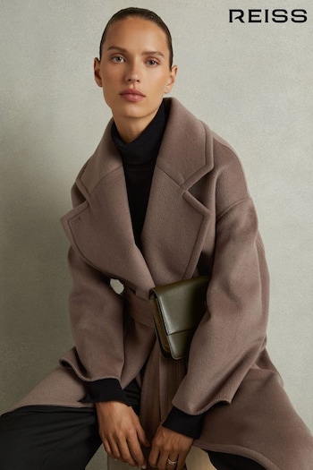 Reiss Mink Neutral Bridget Wool-Blend Blindseam Coat (E86175) | £378