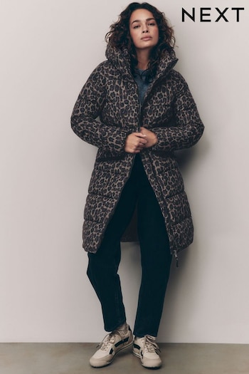 Animal Shower Resistant Padded Puffer Hooded Mid Length Coat (E86344) | £66