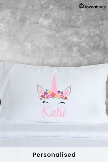 Loveabode Personalised Unicorn White 100% Cotton Pillowcase (E86413) | £15