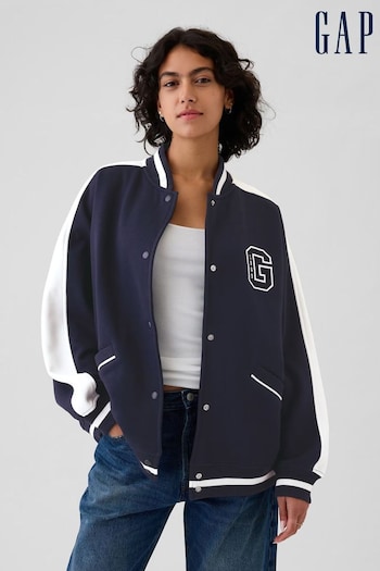 Gap Blue Vintage Soft Touch Logo Varsity Bomber Jacket (E86557) | £60