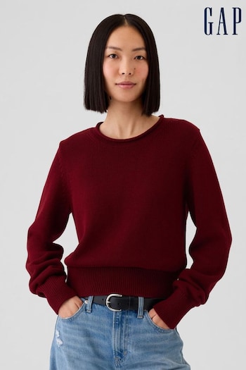 Gap Burgundy Red Soft Cotton Shrunken Roll Neck Jumper (E86572) | £35