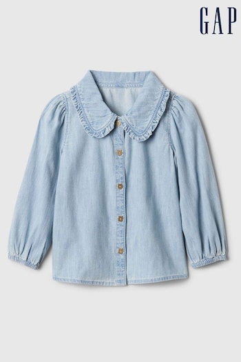 Gap Blue Denim Ruffle Collar Shirt (6mths-5yrs) (E86740) | £20