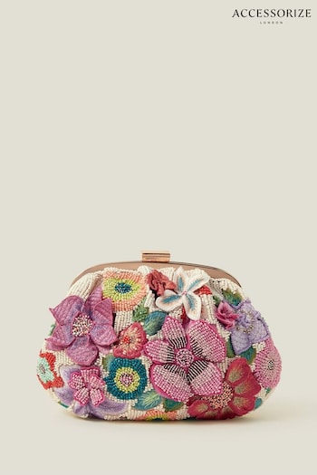 Accessorize Pink 3D Floral Clutch Bag (E86790) | £42