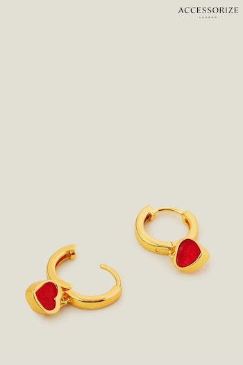Accessorize Gold Plated 14ct Heart Hoop Earrings (E86799) | £16