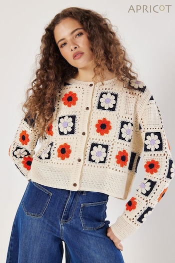 Apricot Blue Daisy Squares Crochet Cardigan (E86930) | £35